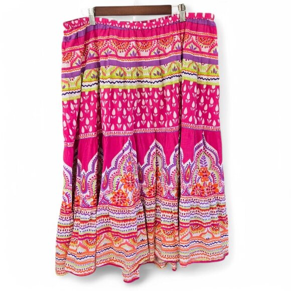 Liz & Me Dresses & Skirts - Liz & Me Womens Boho Maxi Skirt Elastic Waist Pink Purple 14/16W